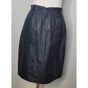 Vintage Cedars Black Genuine Leather Pencil Skirt Size 8 Korea